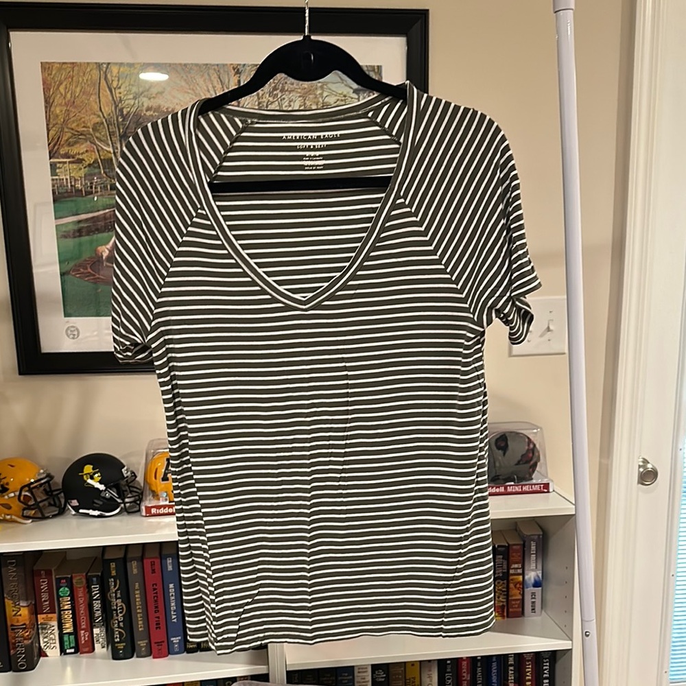Express Black and White Striped Women's Top